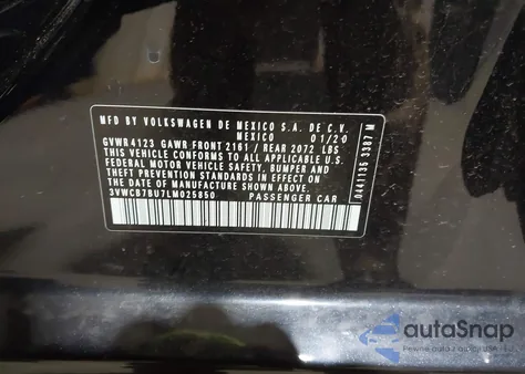 2020 Volkswagen Jetta 1.4T R-Line/1.4T S/1.4T Se from USA, damaged, VIN 3VWCB7BU7LM025850